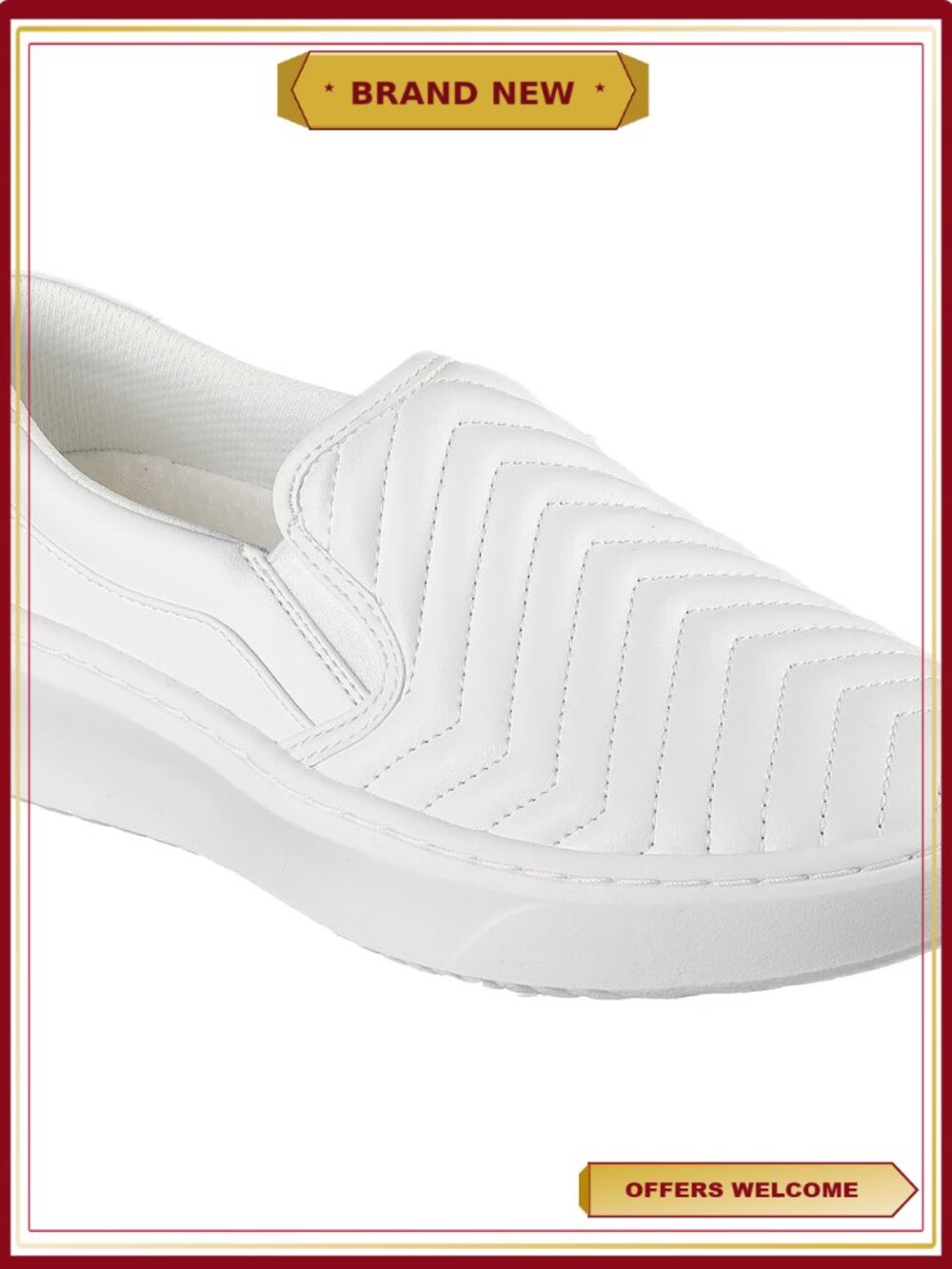 Vegan Quilted Leather Laceless Court Sneaker with Memory Foam